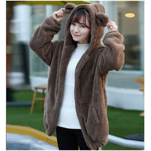 Load image into Gallery viewer, Solid Winter Fluffy Bear Hoodie