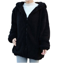 Load image into Gallery viewer, Solid Winter Fluffy Bear Hoodie