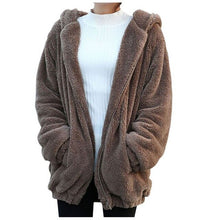 Load image into Gallery viewer, Solid Winter Fluffy Bear Hoodie