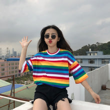 Load image into Gallery viewer, Korean Rainbow Striped Top