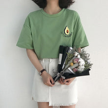 Load image into Gallery viewer, Korean Avocado Embroidery Short T-Shirt