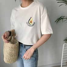 Load image into Gallery viewer, Korean Avocado Embroidery Short T-Shirt
