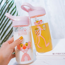 Load image into Gallery viewer, 600ml Pink Panther Glass Water Bottle