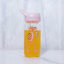 Load image into Gallery viewer, 600ml Pink Panther Glass Water Bottle
