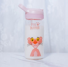 Load image into Gallery viewer, 600ml Pink Panther Glass Water Bottle